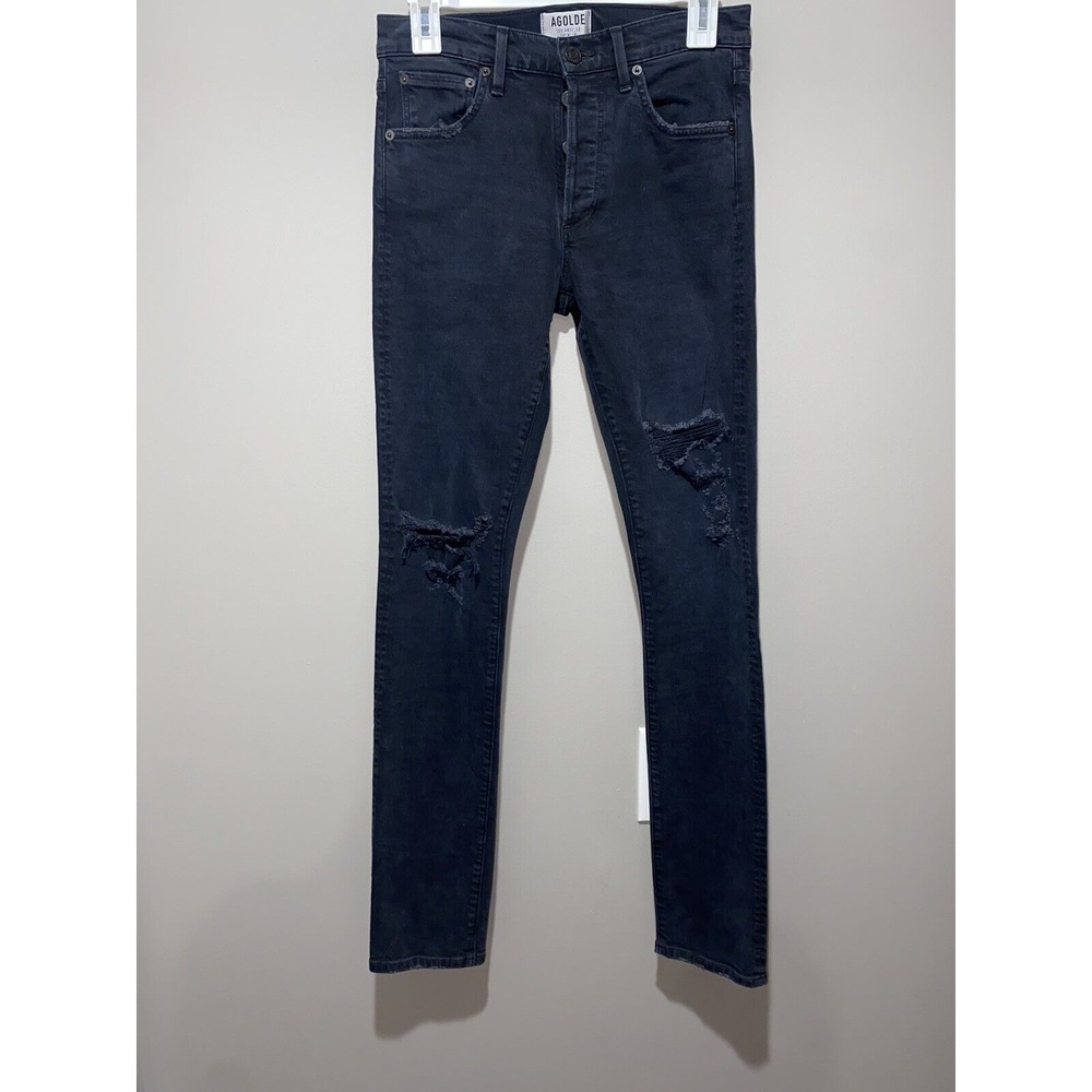 AGOLDE Womens‎ Distressed Skinny Jeans, Black, 29